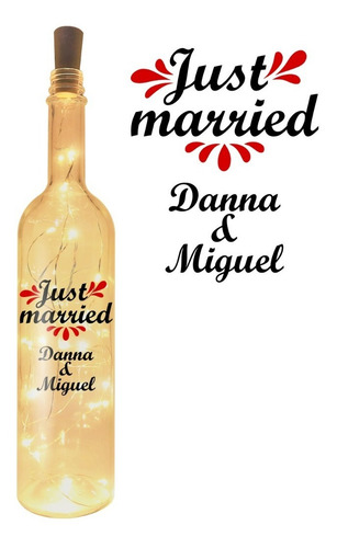 Regalo Personalizado Boda Just Married Anillos Lampara Led