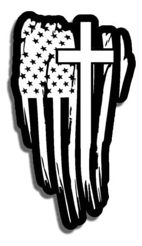 Calcomanías De La Bandera De Cruz Cristiana Y Estados Unidos