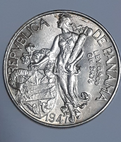 Moneda De Colección Plata 1947 Panamá Un Balboa
