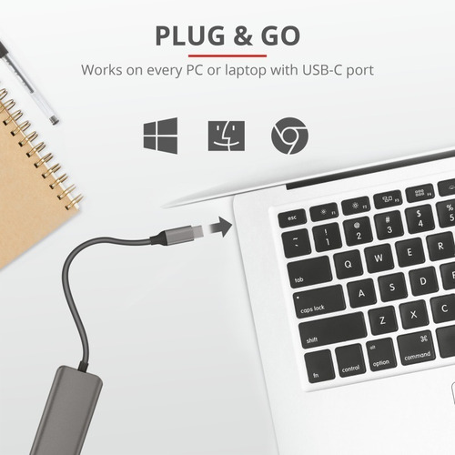 Hub Usb-c Trust 23328 4 Puertos 3.2 Halyx Sonipro