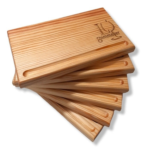 Mini Plato Tabla Madera Con Logo 22x13 (6pzas)