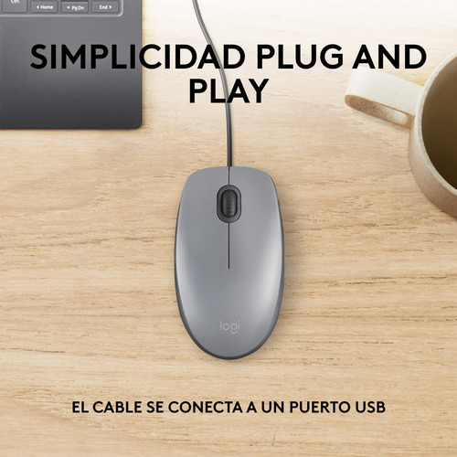 Logitech M110 Mouse Con Cable Usb Gris