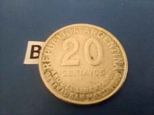 Monedas Argentinas 20 Ctvos.1950 Año Libertador San Martin