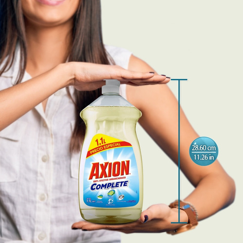 Jabón Líquido Cocina Quitagrasa Axion Complete Tricloro 1.1l
