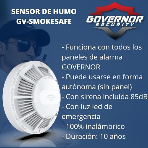 Panel De Alarma Gv-safe300 Kit-15 Blanco Con Sensor De Humo