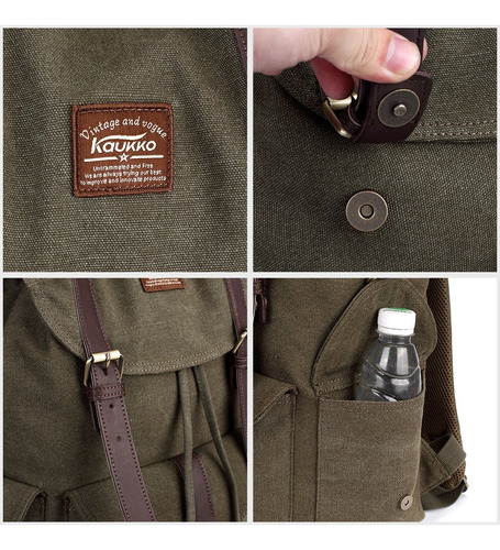 Mochila De Lona Vintage Kaukko Para Viajes Al Aire Libre
