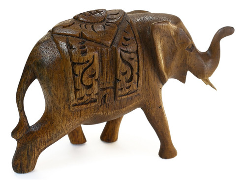 Elefante De Madera Tallado De 8 X 14cm