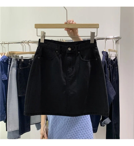 Minifalda De Mezclilla En A Para Mujer, Cintura Alta, Corte