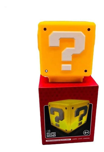 Lámpara Velador Caja Mario Bross Luz De Noche Con Sonido Amarillo Amarillo