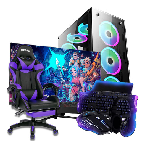 Pc Cpu A8 Computador Gamer Completo Novo Monitor 21 Cadeira