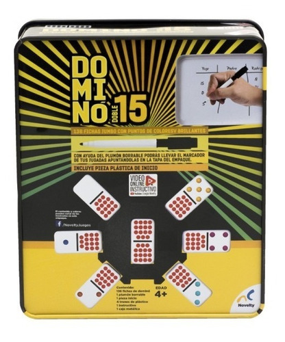 Domino-doble 15 con caja metalica 