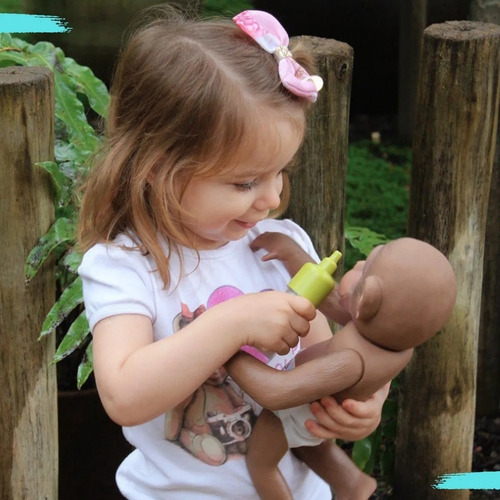 Boneco Bebê Macaco Little Caco Com Mamadeira Fralda E Banana