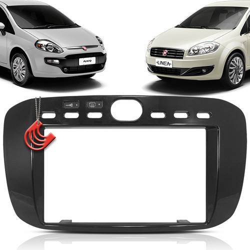 Moldura Painel 2 Din Multimidia Dvd Mp5  Fiat Punto 2013 2014 2015 2016 2017 - Black Piano