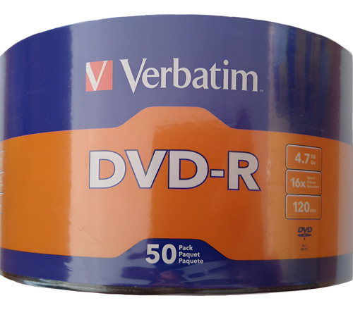 Dvd-r Verbatim Con 50 Unidades 16x Disco Virgen 4.7 Gb