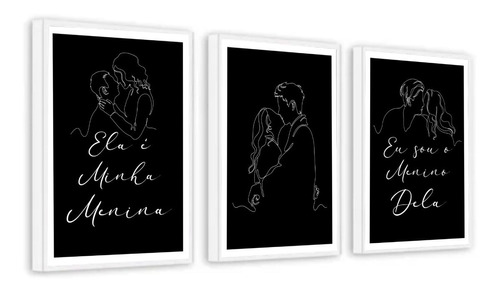 3 Quadro Decorativo Romântico Namorado Eu&ela Elegante Tam P