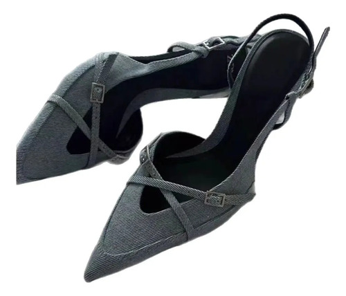 Sandalias Mule De Tacón Alto Con Punta Puntiaguda