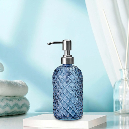 Dispensador De Jabón De Cristal, Dispensador De Jabón Azul