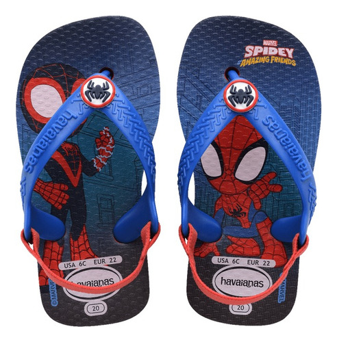 Sandália Havaianas Baby Homem Aranha Marvel Elástico Dedo