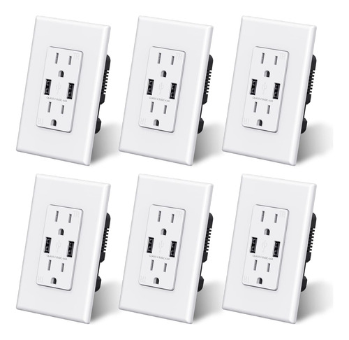 Elegrp Tomacorrientes De Pared De Puertos Usb De Alta Veloci