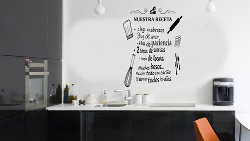 Vinilo Pared Frase Cocina 3 Modelos Wall Sticker