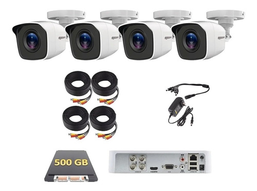 Imagen 1 de 6 de Kit Video Vigilancia 4 Cámaras Hd Cctv Epcom 500gb Lb7kit4p