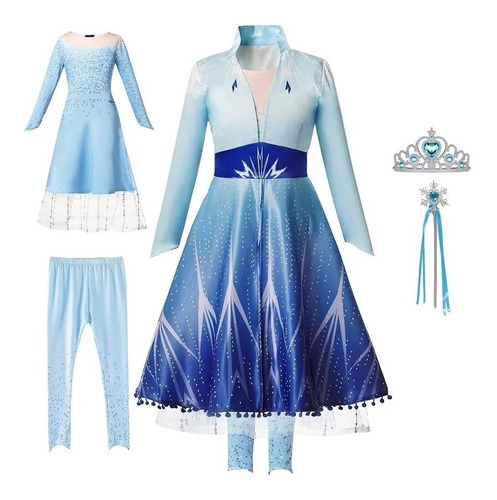 Vestido Disfraz Blanco Elsa Frozen 2 Set Fiesta Frozen 2