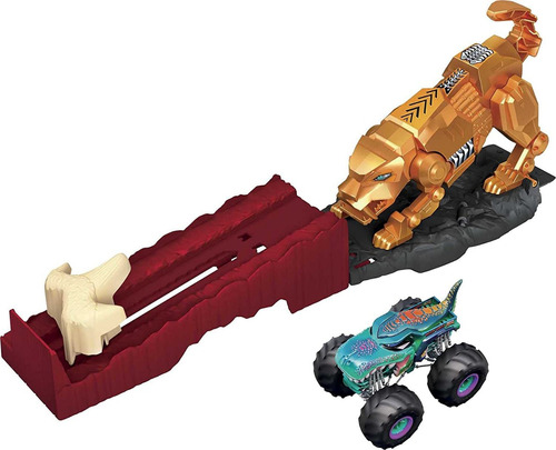 Pista Hot Wheels Monster Truck Dientes De Sable Vs Mega Wrex