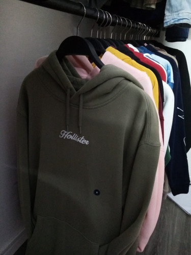 Imagen 7 de 10 de Sudaderas Buzo Con Capucha Logo Bordado Hollister