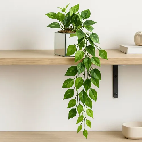 Jiboia Artificial 90cm Vaso Espelho Decoração Moderna Mesclada