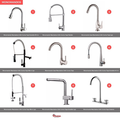 Mezcladora Para Fregadero Llaves Acero Inox Extraible 58cm