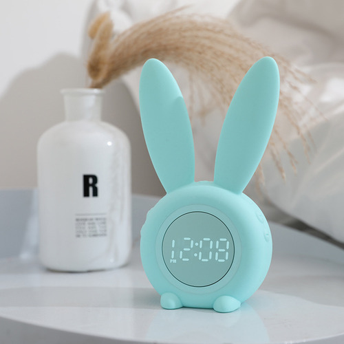 Bonito Reloj Despertador Led Con Temporizador Tipo Conejo Co