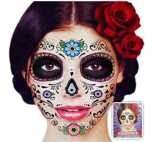 Imagen 3 de 4 de ¡ Tatuaje Temporal Calavera Catrina Dia De Los Muertos !!
