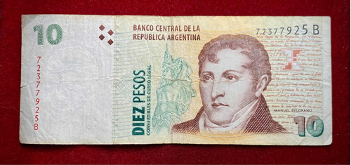 Billete 10 Pesos Convertibles Serie B 1999 Bottero 3403