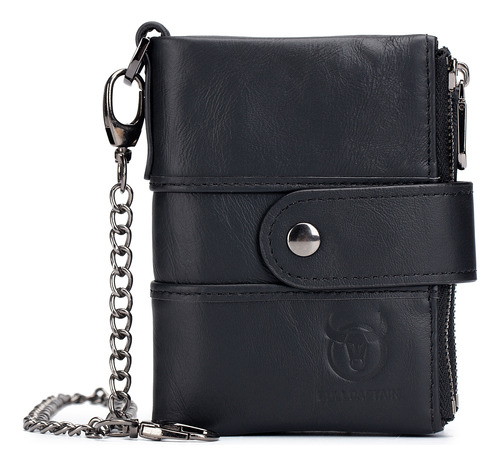 Monedero Vintage De Piel De Vaca Con Cadena Para Hombre