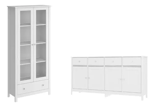 Cristaleira + Aparador Buffet Ditália E-954 + R-626 Branco