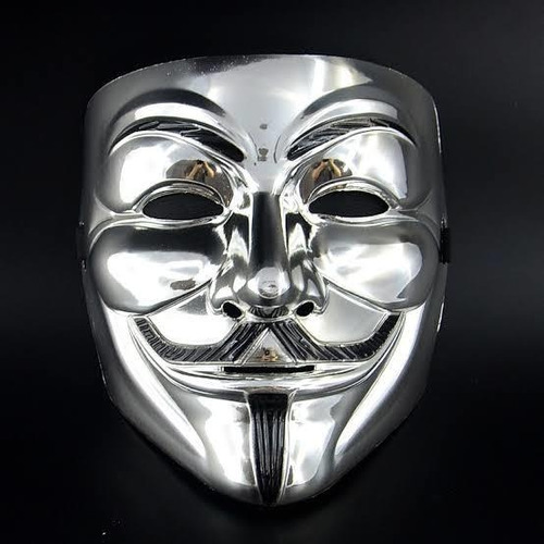 Imagen 3 de 4 de Mascara Anonymous Anonimus Silver Plateada Halloween A1