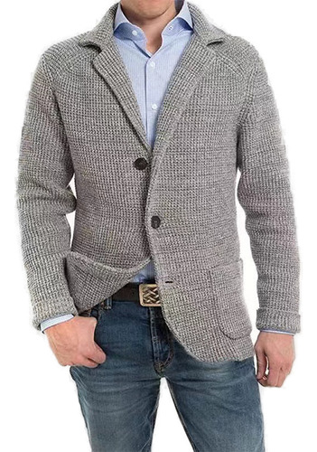 Chaqueta De Punto Casual Con Un Solo Pecho, Corte Alto