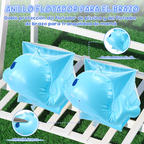 Flotador Salvavida Bebé Flotador de Piscina Niños Inflables Anillo De Natación Bandas del Brazo Inflables Pistola De Agua UPF50+ Toldo Solar Bomba Manual Juguete para Playa