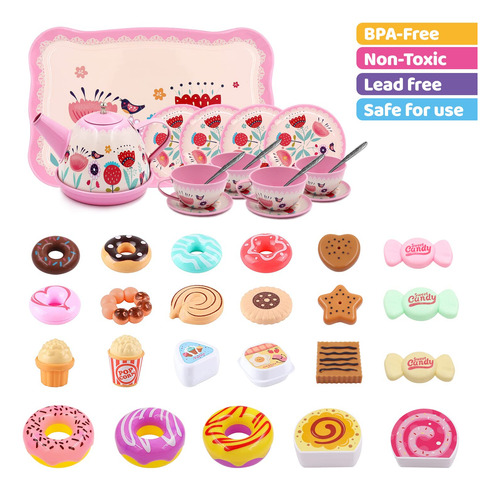 Juego De Té Para Niñas Con Comida Dulces Regalo Navidad 18