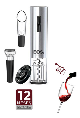 Abridor De Vinho Elétrico Inox Bateria Função Reverso - Eos