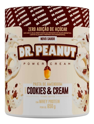 Suplemento em pasta Dr. Peanut  Gourmet Power cream pasta de amendoim Power cream sabor  cookies and cream em pote de 650g