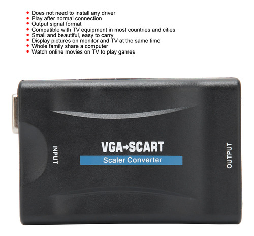Convertidor Vga A Scart, Adaptador De Video Hd, Suministros