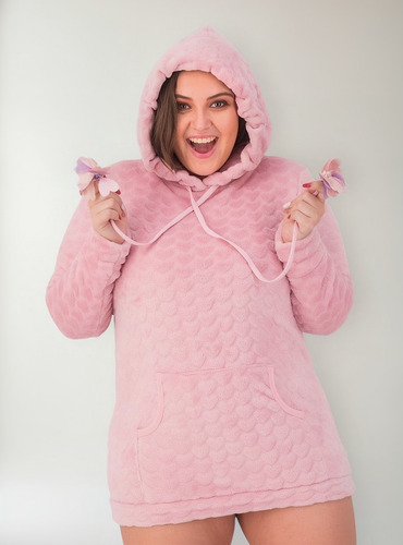 Pijama Mujer Camison Polar Flannel Corazones Rosa 10378