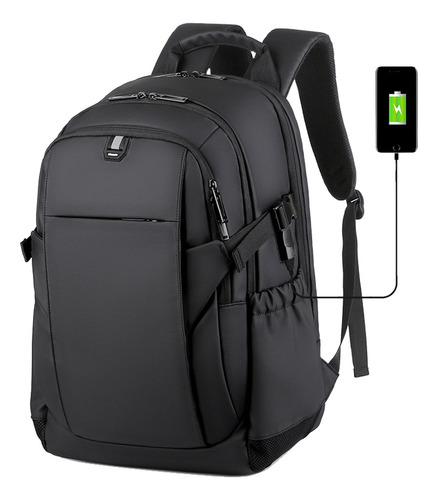 Mochila Impermeable Para Portátil Laptop 18in Mochila Escolares De Gran Capacidad Para Viajes De Negocios Carga Usb Color Negro Diseño De La Tela Membrana