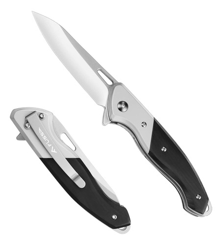 Cuchillo De Bolsillo Flissa Edc Plegable 8.3 Cm Titanio Y