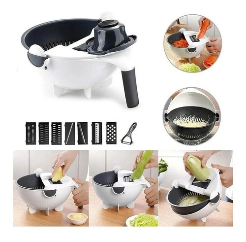 Imagen 4 de 8 de Rallador Cortador Y Colador De Verduras Multifuncional 9 En1