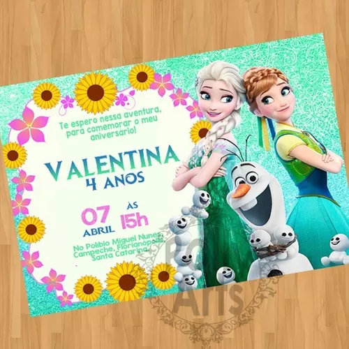 Arte de Convite virtual tema Frozen ou Frozen Fever Envio por