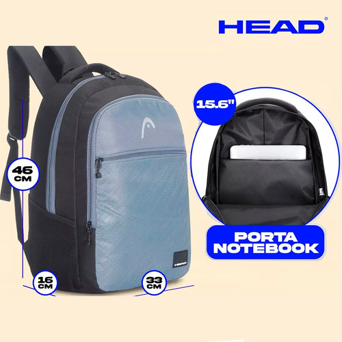 Mochila Porta Notebook Reforzada Universitaria Multibolsillo Gris Liso