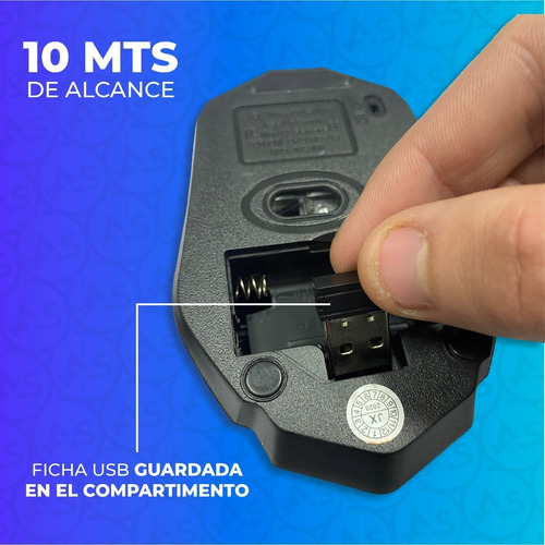 Imagen 5 de 10 de Mouse Gamer Inalámbrico Usb Periférico Pc 2.4 Ghz 3200 Dpi