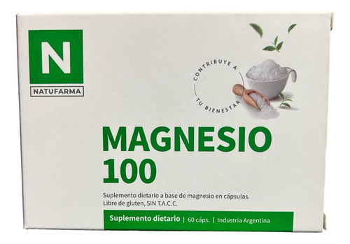 Magnesio 100 60 Comp. Natufarma Sin Tacc Fatiga Muscular